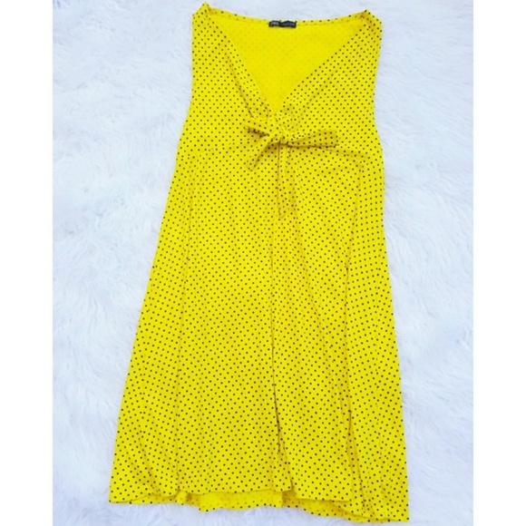 Zara Dresses & Skirts - ZARA Yellow Polka Dot Tie Front Mini Dress